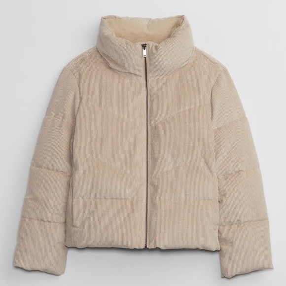 Gap Corduroy Short Puffer Jacket - Ivory Cream - Picture 4 of 6